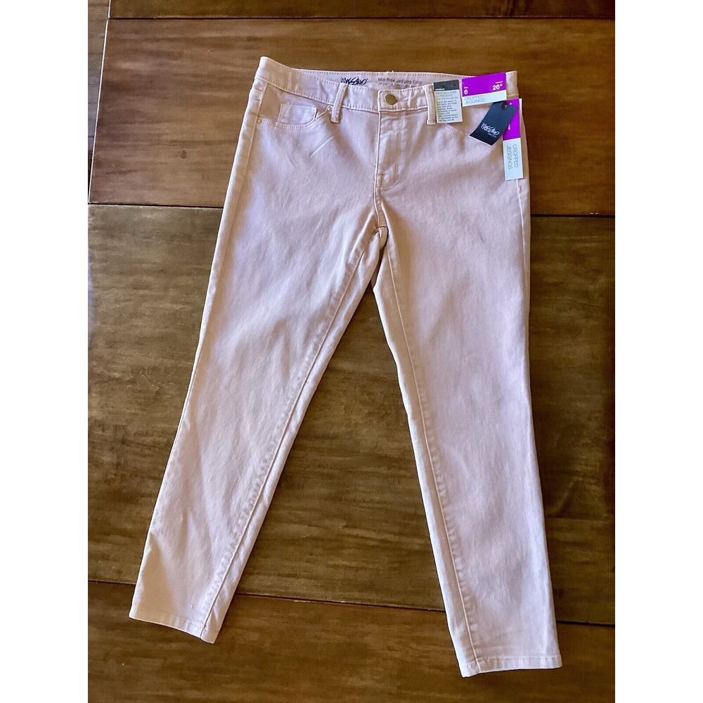 Mossimo Denim Mid Rise Jegging Crop Size 6 Faded Pink 26” Inseam Stretch NWT